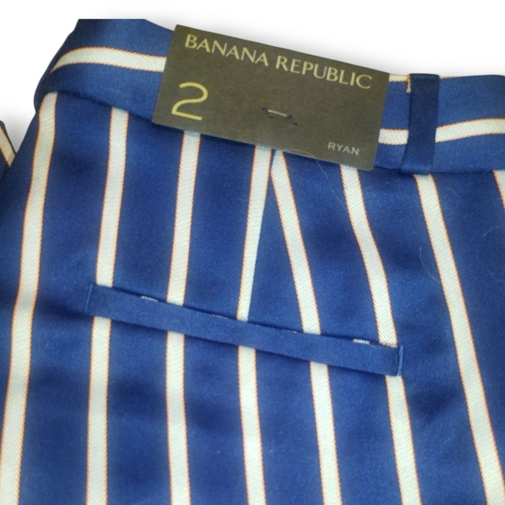 NWT Banana Republic Ryan Pant | Navy White & Rust | Striped Slim Straight Size 2 - Picture 8 of 14